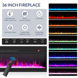 BELLEZE 70" Floating Fireplace TV Stand Wall Mounted with 36" Electric Fireplace,960 RGB Colors Entertainment Center with Storage for TVs up to 80", Modern Media Console TV Shelf for Living Room BELLEZE