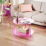 solaround Acrylic Nightstand Side Table Modern Design Clear Home Decor Display End Table for Living Room (Pink) solaround