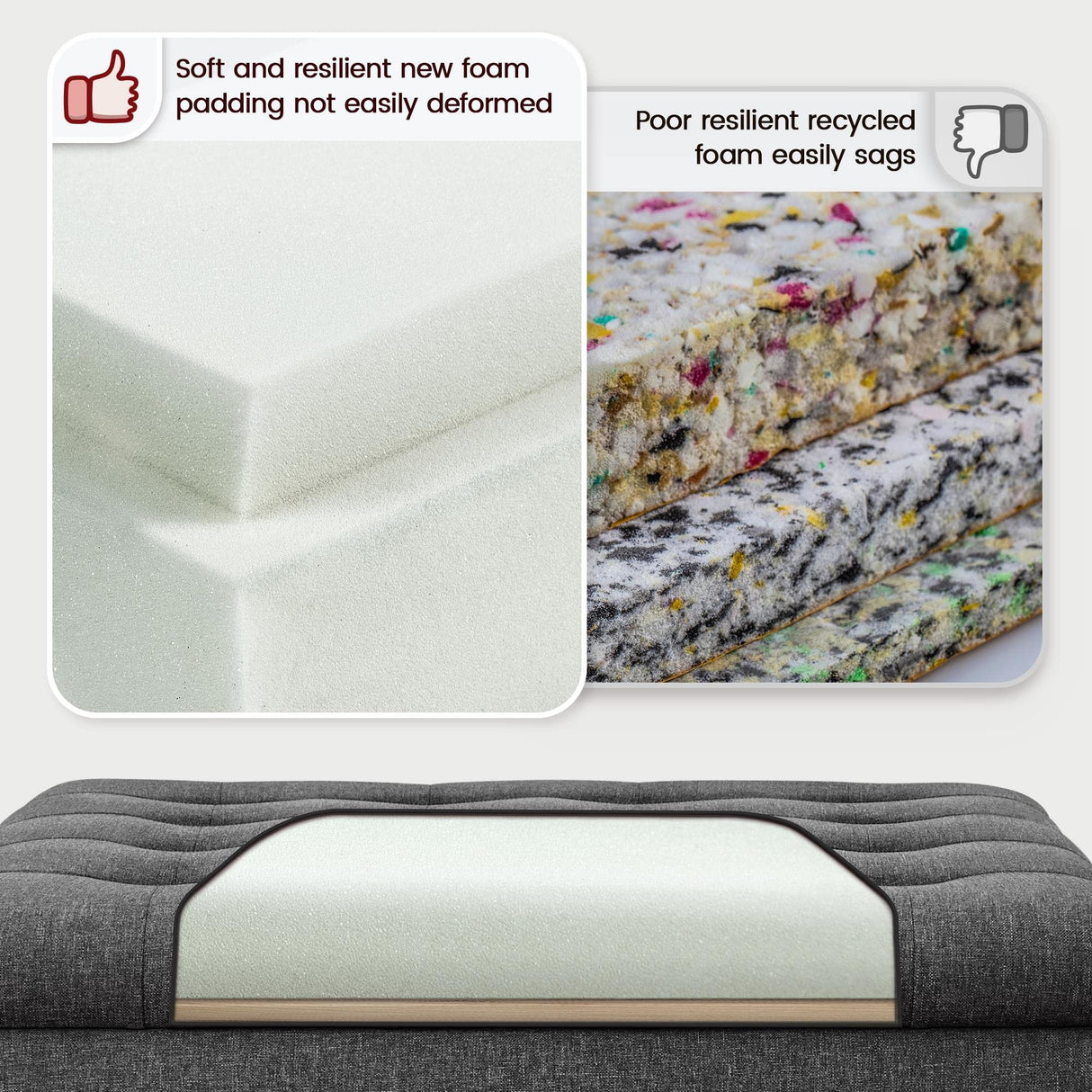 Yaheetech Ottoman with Large Storage, Multifunctional 28-inch Storage Bench, Bedroom Bench Foot Rest with Cushion as Footboard Bench, Sofa Bench, Coffee Table for Living Room Entryway Gray Yaheetech