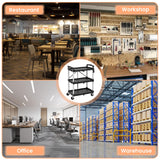 3 Tier Folding Rolling Utility Cart, Portable Collapsible Service Cart, 165 Lbs, Foldable Tool Cart with Dual Ergonomic Handles, Wheels for Warehouse, Home, Restaurant, Black EliteEdge