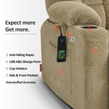 MCombo Dual Motor Power Lift Recliner Chair for Elderly, Lay Flat Lift Chair with Heat and Massage, Petite Lift Chair, Cup Holders, USB A&C Ports, Fabric 7893 (Small, Beige) MCombo