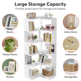 LITTLE TREE Corner Bookshelf, 64.9 Inch Tall Bookcase with Anti-Drop Panel, Modern Freestanding Corner Shelf Display Rack Storage Organizer for Home Office, Living Room, White LITTLE TREE