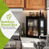 BMOSU Corner Bread Box for Kitchen Countertop Double Layer Bamboo Wooden Bread box Large Capacity Bread Storage Bin(Black, Medium) BMOSU