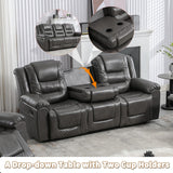 3 Seater Home Theater Recliner Manual Recliner Chair with Two Built in Cup Holders for Living Room,Bedroom, Grey Generic