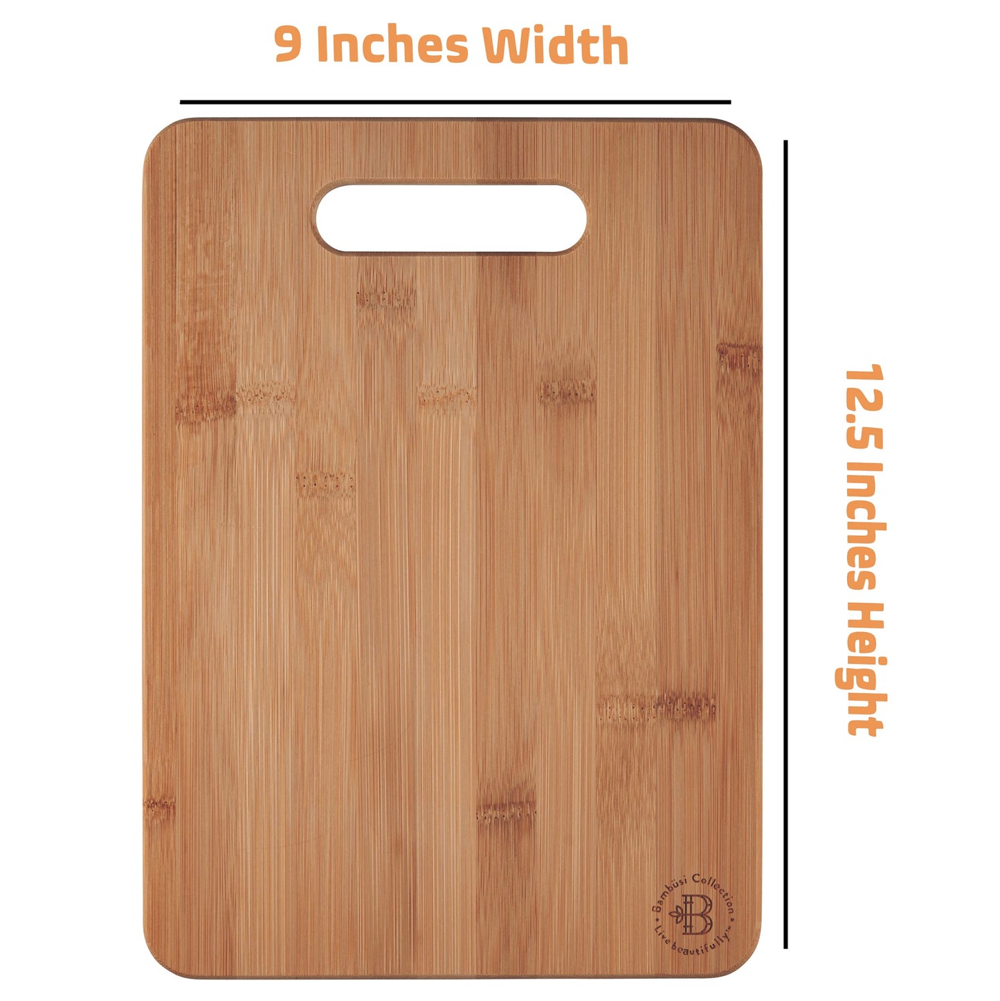 Bamboo Cutting Board, Wooden Kitchen Chopping Board for Food Prep, Chopping, Carving Meat, Fruits Vegetables, 12.5" x 9"