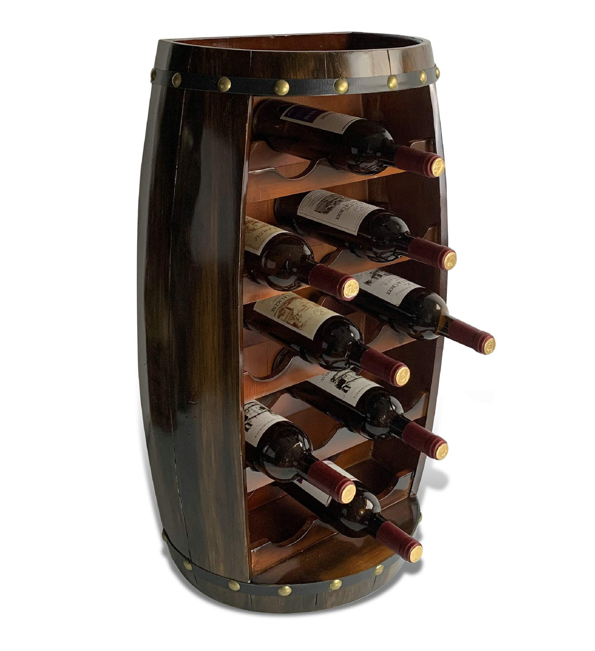 CoTa Global Alexander Mounted Wall Wine Rack - 18 Wine Bottles Wooden Barrel Wine Rack, Hanging or Freestanding Floor Wine Holder, Liquor Bar CoTa Global