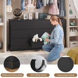 Hasuit Modern Black Dresser for Bedroom with 9 Drawers, 61.4"Wide Dressers Chest of Drawer with Large Capacity Storage, Long Dresser TV Stand with Power Outlets, Sturdy Storage Cabinet for Living Room Hasuit
