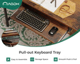 AODK 48" Computer Desk with Fabric File Cabinet and Drawer, Reversible Office Desk with Power Outlet and LED Light, Study Desk with Printer Stand, Keyboard Tray, Monitor Riser and PC Stand, Vintage AODK