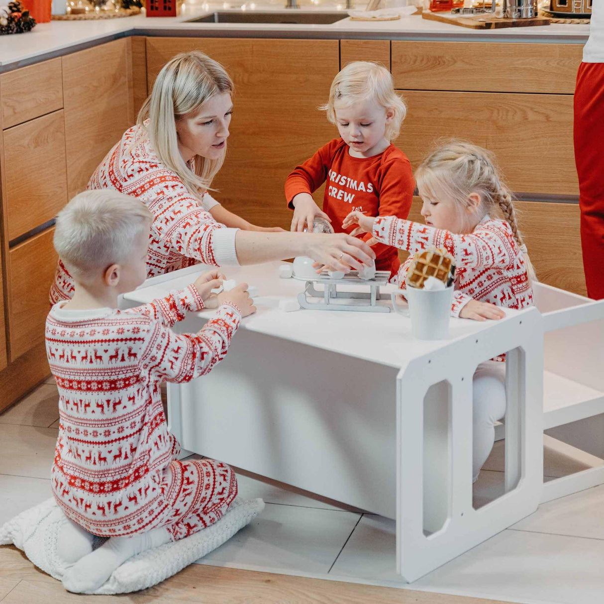 Sweet Home from wood Montessori Wooden Kids Play Table Set, Toddler Table Set or Preschool Learning Table or Chair, Weaning Table, Kids Play Table (White Color Set 1 Table and 2 Chair) Sweet Home from wood