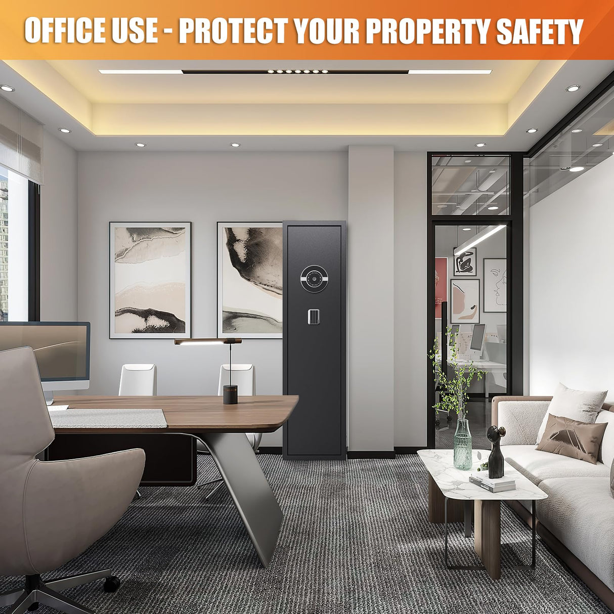 8-12 Gun Safe for Rifles and Pistols,biometric Fingerprint Lock,No Assembly Required,Fireproof Gun Safe for Home with Removable Gun Shelf,Alarm System,Silent Mode ZZXCBB