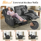 DRMBOOK Loveseat Rocker Recliner Sofa, Velvet Fabric Double Reclining Couches with Console, Manual Reclinable Dual Recliner Chair, RV Movie Theater Seating with USB/Bluetooth Speaker (Velvet Grey) DRMBOOK
