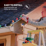 All-Purpose Holiday Light Clips [Set of 400] Christmas Light Clips, Outdoor Light Clips - Mount to Shingles & gutters - Works with Mini, C6, C7, C9, Rope, Icicle Lights - No Tools Required - USA Made SEWANTA