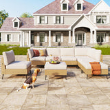 SUNCOZE Outdoor Sectional Furniture, 8 Pieces Outdoor Patio Furniture Sets PE Rattan Wicker Sofa Set, All Weather Patio Conversation Set with Cushion and Ottoman for Deck Lawn Pool SUNCOZE