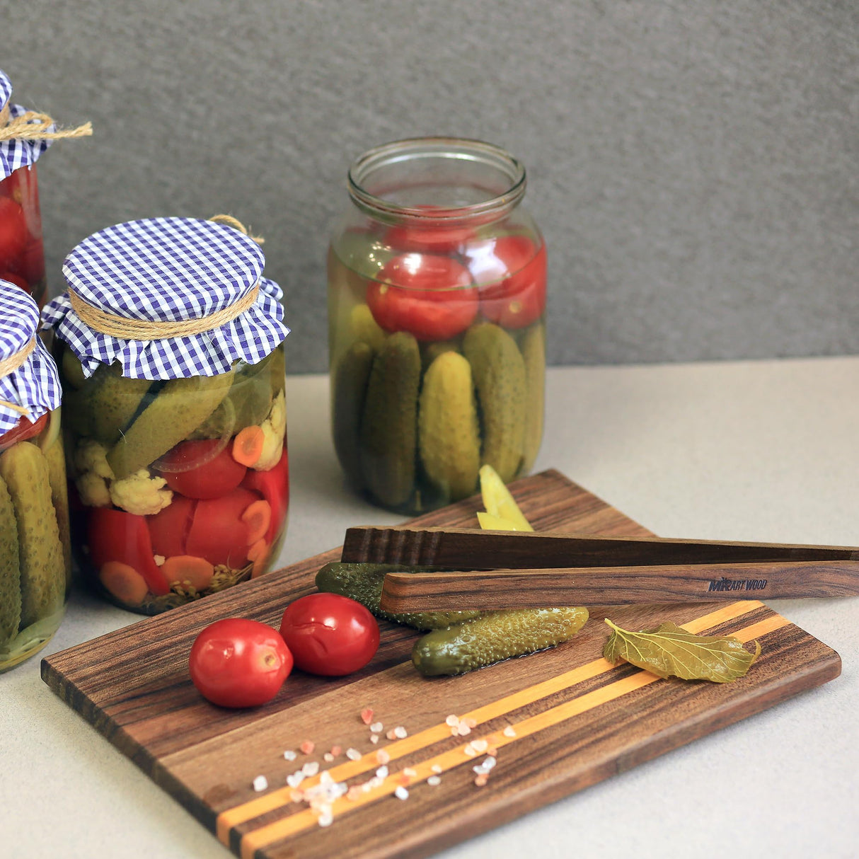 Mr.Art Ash Wood Toaster Kitchen Tongs (4-Pack), 10" Length - Ultra Grip, Ideal for Toast, Fruits, Bread & Pickles - Made in Europe (Walnut) Mr.Art Wood