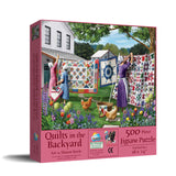 SUNSOUT INC - Quilts in The Backyard - 500 pc Jigsaw Puzzle by Artist: Sharon Steele - Finished Size 18" x 24" - MPN# 42077 SunsOut