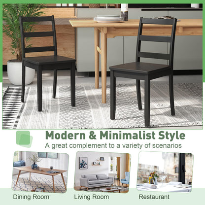 Giantex Wood Dining Chairs Set of 2 Black- Wooden Armless Kitchen Chairs with Solid Rubber Wood Legs, Non-Slip Foot Pads, Max Load 400 Lbs, Farmhouse Style High Ladder Back Wooden Dining Room - WoodArtSupply