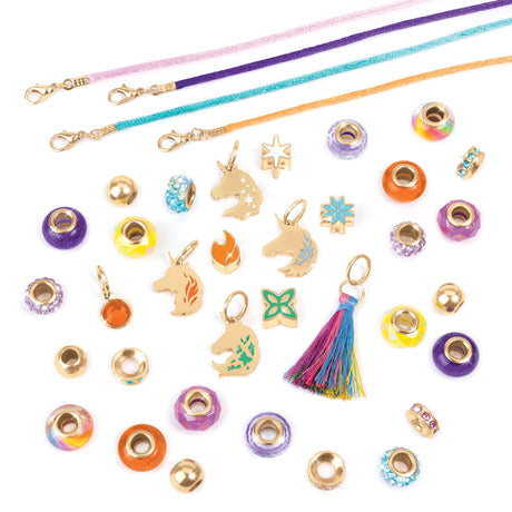 Make It Real: Unicorn Academy: Enchanting Unicorn Charms Bracelet Kit - 39pc DIY Jewelry Craft, Make 4 Charm & Bead Bracelets, Netflix Series, Kids 8+ Make It Real
