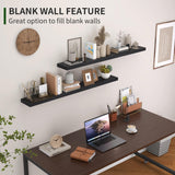 Marsmiles Black Floating Shelves, 48 Inch Wall Shelf Set of 2, Rustic Wood Shelves for Storage, Fireplace Mantel, Mounted Wooden Display Bathroom Bedroom Kitchen Garage, Distressed Black Marsmiles