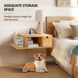 Afuly Floating Nightstand with Charging Station, Modern Night Stand with Drawer Wall Mounted Bedside End Table, Solid Wood Nightstand Side Table Shelf for Bedroom Natural Wooden Decor Afuly