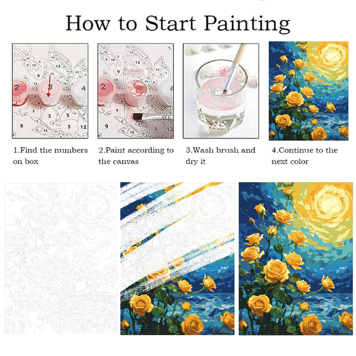ZRIZQ Paint by Numbers for Adults Beginners,Yellow Rose Adult Paint by Number Kits on Canvas,Paint by Numbers for Home Wall Art Decor 16x20 Inch（Without Frame） ZRIZQ