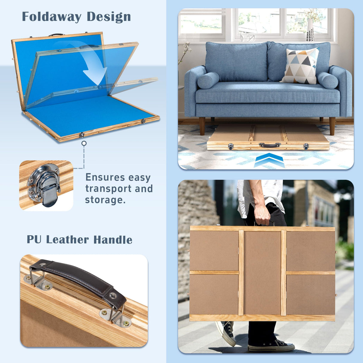 Lavievert 2000 Piece Tilting & Foldable Puzzle Board with 8 Drawers & Cover, Portable Wooden Puzzle Plateau with Handle, Adjustable Jigsaw Puzzle Table with Easel/Stand & Non-Slip Tabletop for Adults LAVIEVERT