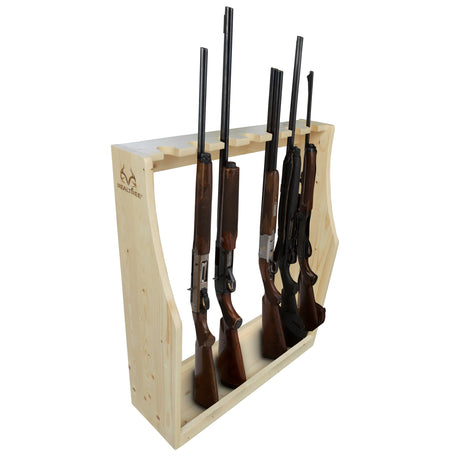 Rush Creek Creations unisex adult Realtree Sporting Floor Reatlree Solid Pine Freestanding 7 Rifle Shotgun Storage Rack Easy Assembly, tan, 0 US Rush Creek Creations