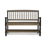 Christopher Knight Home Eddie Indoor Farmhouse Acacia Wood Bench with Shelf, Gray and Black Finish Christopher Knight Home