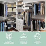 Easy Track PH43-WH Ultimate Corner Wood Kit Closet Organizer in White with White-Vinyl Hardware Easy Track