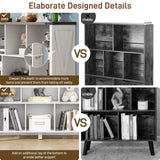 9 Cube Storage Organizer, Farmhouse Bookshelf Wooden Cube Shelves Bookcase 3-Tier Display Cabinet Rack for Bedroom, Living Room, Office (Brown&Off White, 9 Cube Open Shelves) Vabches