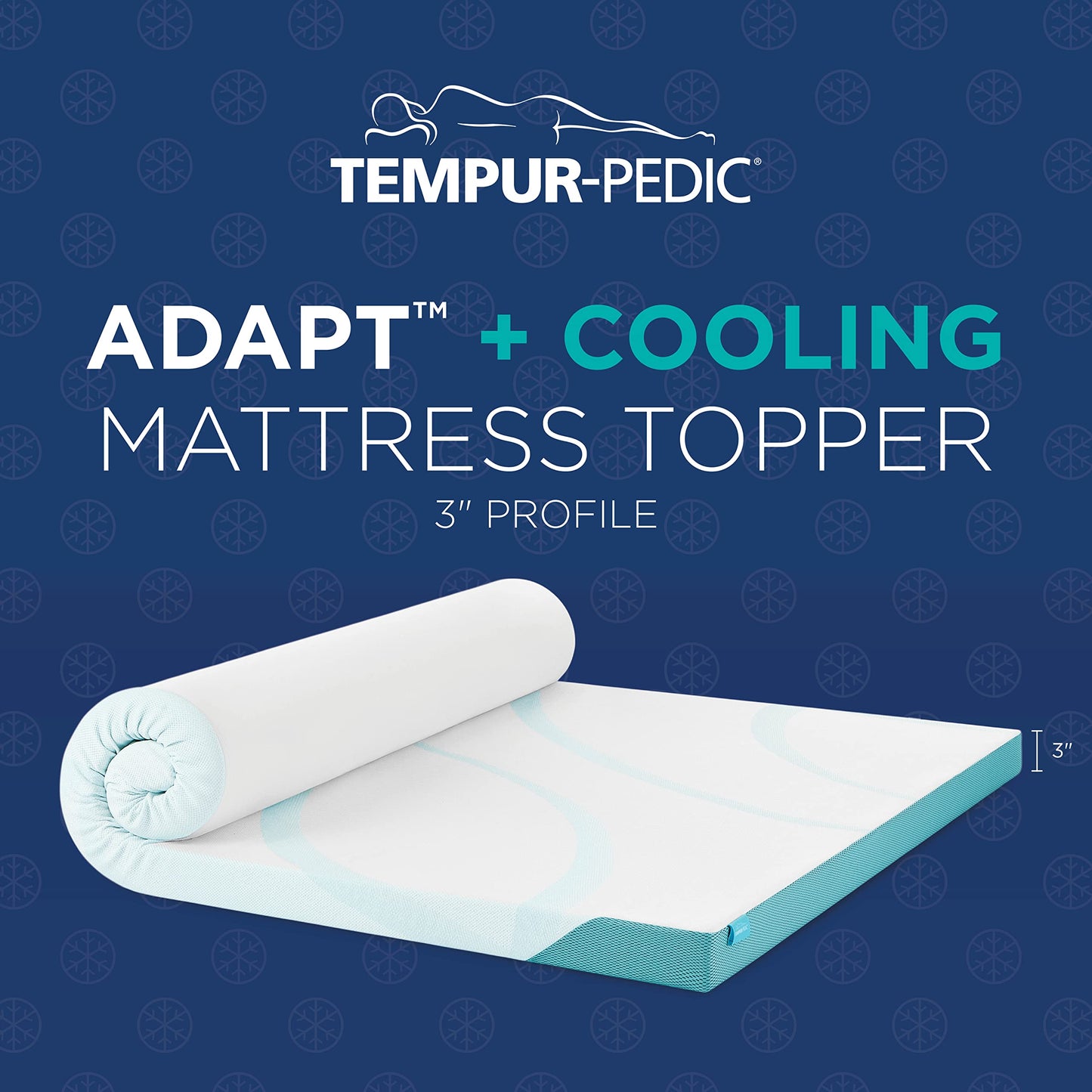 Tempur-Pedic TEMPUR-Adapt + Cooling 3-Inch King Mattress Topper Medium Luxury Premium Foam, Washable Cover, Medium Cooling Topper,white