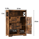 Fameill Farmhouse Storage Cabinet with 2 Drawers & Shelves, Freestanding Cabinet for Living Room, Bathroom, Kitchen, Laundry, Brown Fameill