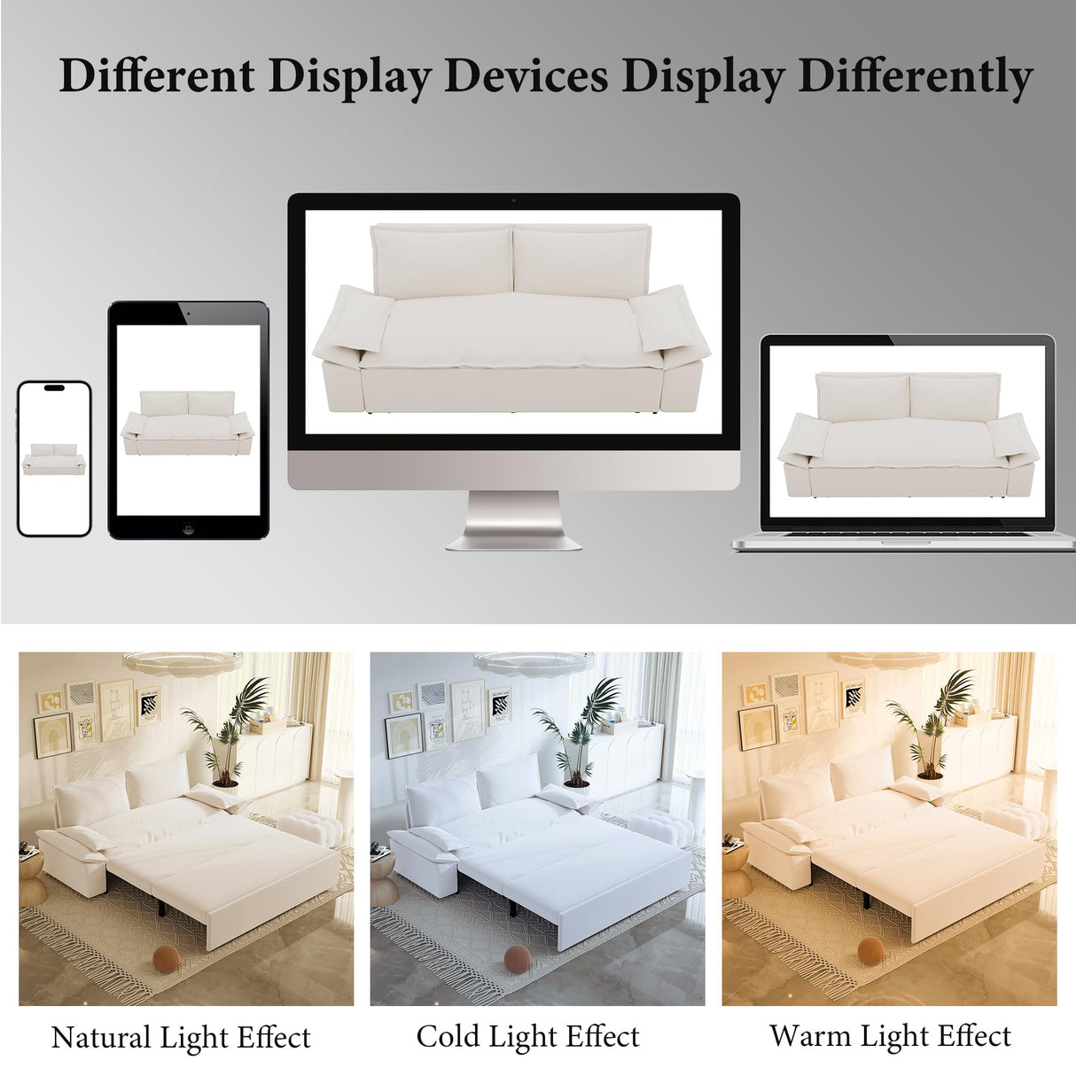 Neylory 70.1" Queen Pull Out Sofa Bed, 3 in 1 Convertible Sleeper Sofa, Velvet Loveseat Couch for Living Room, Apartment, Small Space, Beige Neylory