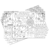 Disposable Santa Place Mats for Kids, 12 Pack - 17'x 11' Paper Table Mat Sheets for Merry Christmas School Party Decorations Gatherfun