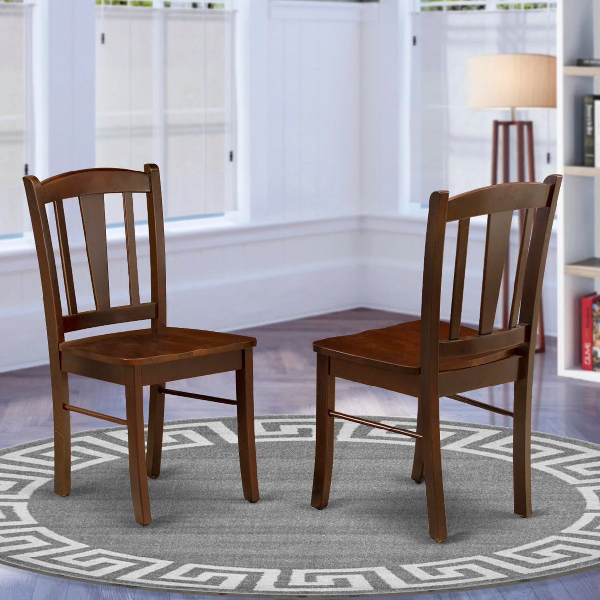 East West Furniture DLC-MAH-W Dublin Dining Chairs - Slat Back Solid Wood Seat Chairs, Set of 2, Mahogany East West Furniture