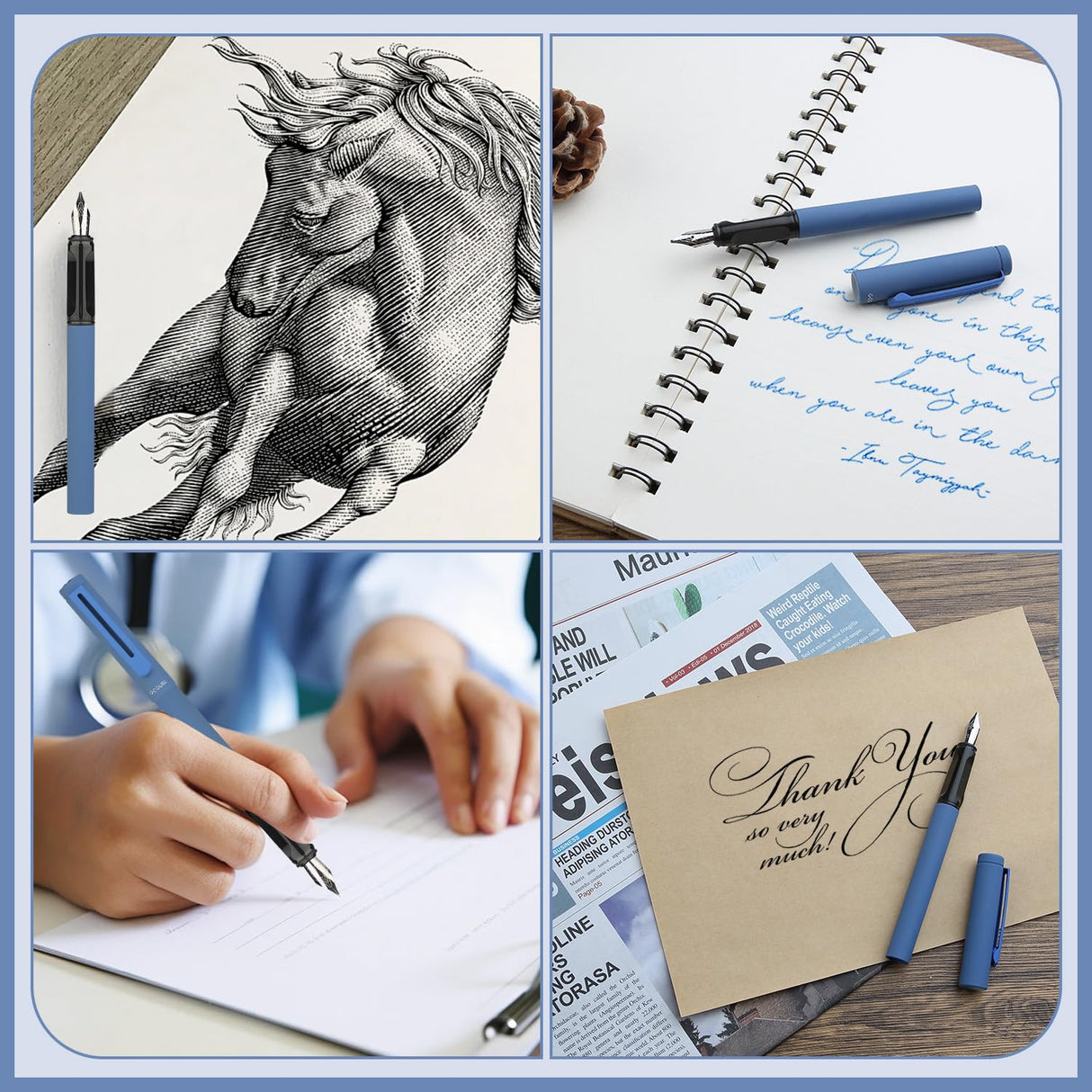 GC QUILL Calligraphy Pen Set 74pcs- 8 Calligraphy Fountain Pens with Varied Nibs, 66 Ink Cartridges(14 Colors)-Writing, Drawing, Calligraphy Practice for Beginner GC-F866 GC QUILL