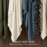 EVERGRACEHOME Chunky Chenille Knit Throw Blanket for Couch, Soft Luxurious Moss Stitch Blankets for Bed, Cozy Decorative Farmhouse Knitted Throws for Sofa, Beige, 50" x 60" EVERGRACEHOME