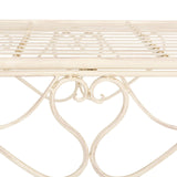 SAFAVIEH PAT5016A Collection Arona Antique White Wrought Iron 51" Outdoor Garden Bench SAFAVIEH