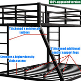 TIHWOALL Latest Upgrade & Stronger Full XL Over King Size Bunk Bed, Thickened More Rust-Proof Metal Heavy Duty Steel King Bunk Bed with Enhanced Legs & Slats (Easier Assembly) (Twin XL Over Queen) TIHWOALL