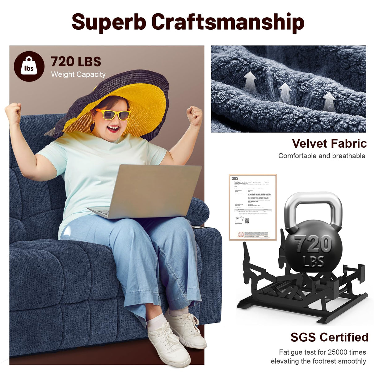 IROSTAE Loveseat Recliner Sofa, 2 Seater Minimalist Style Fabric Manual Pull Tab Reclining Loveseat with USB Charge Ports, Cup Holders, Recliner Love Seat Couches for Living Room, RV, Blue IROSTAE