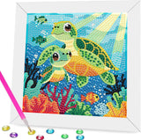 Ammklfh Sea Turtle Diamond Art Painting Kits for Kids with Wooden Frame - Big Gem Art for Girls Gifts,Diamond Dots for Kids Ages 6-8-10-12,Diamond Painting by Number Crafts Kits(7X7 inch) Ammklfh