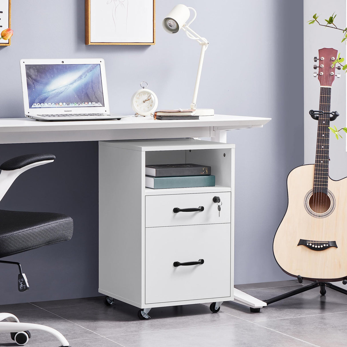 Yaheetech File Cabinet Vertical File Cabinets Mobile Letter Size File Storage Organizer Small Filing Cabinet Printer Stand for Home and Office White Yaheetech