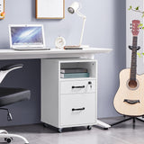 Yaheetech File Cabinet Vertical File Cabinets Mobile Letter Size File Storage Organizer Small Filing Cabinet Printer Stand for Home and Office White Yaheetech