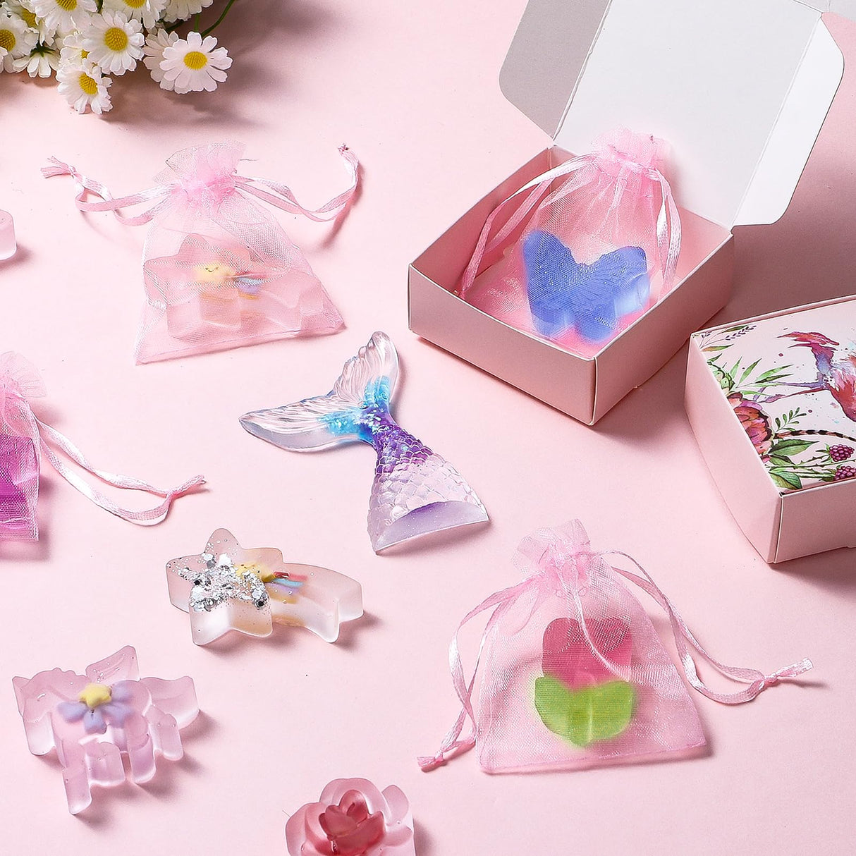 Golray Soap Making Craft Kit for Kids Girl Toys, Make 40 Pcs+ Soap Supplies with Unicorn/Mermaid/Butterfly Model, 2 Essential Oil, DIY Science Art and Craft Kit for Kid Girl Age 5-7 8-12 Year Old Gift Golray