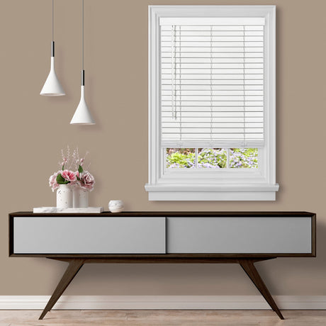Cordless Room Darkening Plantation Blind - 31 Inch Width, 64 Inch Length, 2" Vinyl Slat Size - White - GII Madera Falsa Faux Wood, Light Filtering Horizontal Windows Blinds by Achim Home Decor Achim Home Furnishings