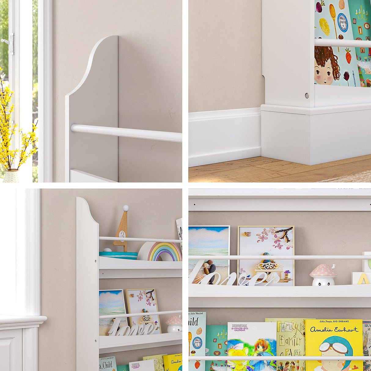 UTEX Kids Bookshelf, 3 Tiers Book Shelf and Storage for Kids Rooms, Kids Bookcase Rack Wall for Bedroom,Study Living Room,White UTEX