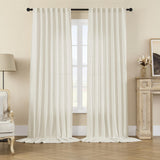 Joydeco Curtains, 108 Inches Long, 2 Panels Set, Farmhouse Drapes for Living Room, Semi-Blackout, Linen-Polyester, Ivory on Linen, Rod Pocket Joydeco