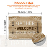 Aimego Wood Grain Placemats Set of 4 - Farmhouse Faux Leather Washable Non Slip Wipeable Waterproof Heat Resistant Place Mats for Kitchen Dining Table, Rustic Table Mats Set, 17" x 12" Aimego