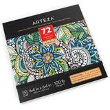 ARTEZA Adult Coloring Book, Floral Designs, 72 Sheets, 6.4x6.4 Inches Coloring Pages, 100 lb Paper, Gray Outlines ARTEZA