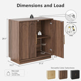 FORTUNETEC Sideboard Buffet Cabinet with Storage, Mid Century Modern Accent Cabinet with Arched Doors, Modular Media Console, Minimalist Credenza for Living Room Kitchen Dining Room Entryway, Walnut FORTUNETEC