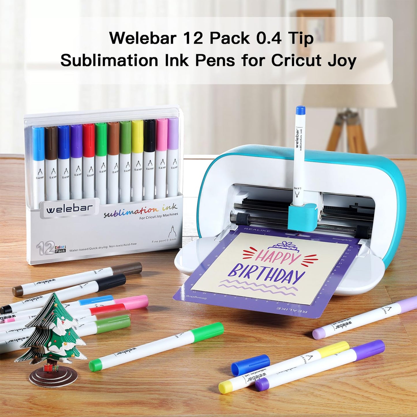 Welebar 0.4 Tip Infusible Pen Set for Cricut Joy/Xtra, 12 Pack Assorted Sublimation Ink Pens for Heat Tranfer, Mugs, T-shirt